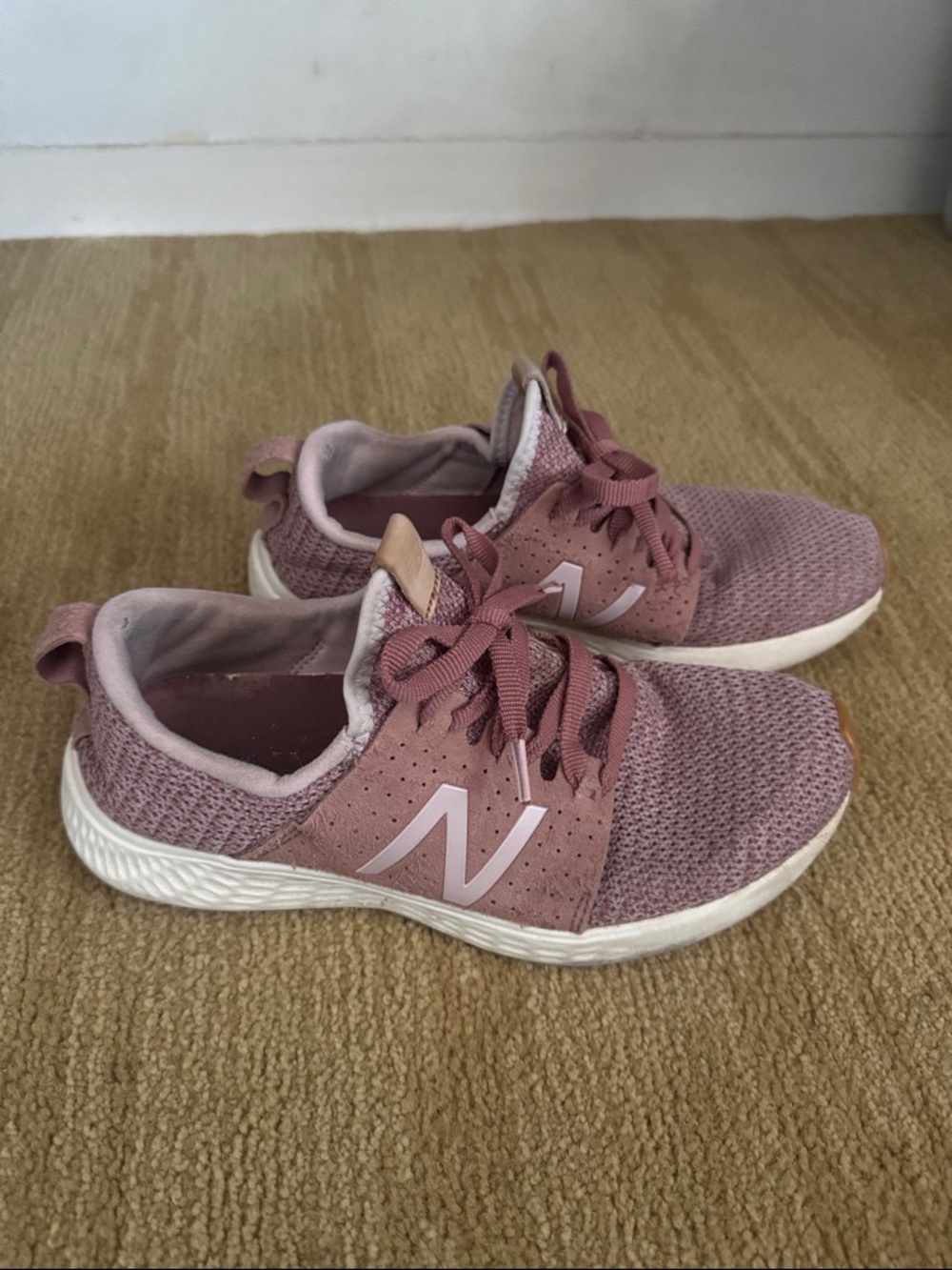 New Balance Women's Mauve Knit Athletic Sneakers